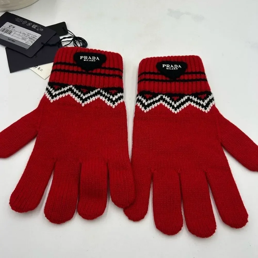 Unisex Prada wool/cashmere knit gloves size large made in Italy